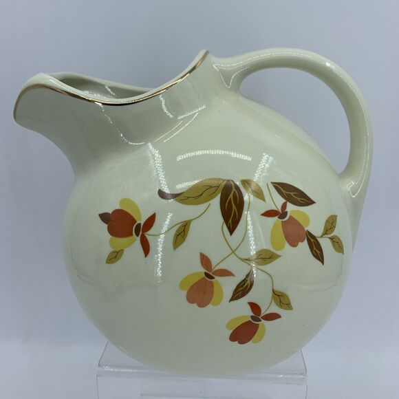 Vtg Hall Ball Tilt Pitcher W/Ice Lip Autumn Leaf USA MCM Mary Dunbar Pottery - Picture 1 of 10